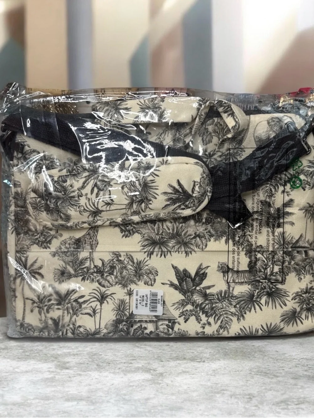 Maison d' Hermine Black and Cream Toile Laptop Bag
